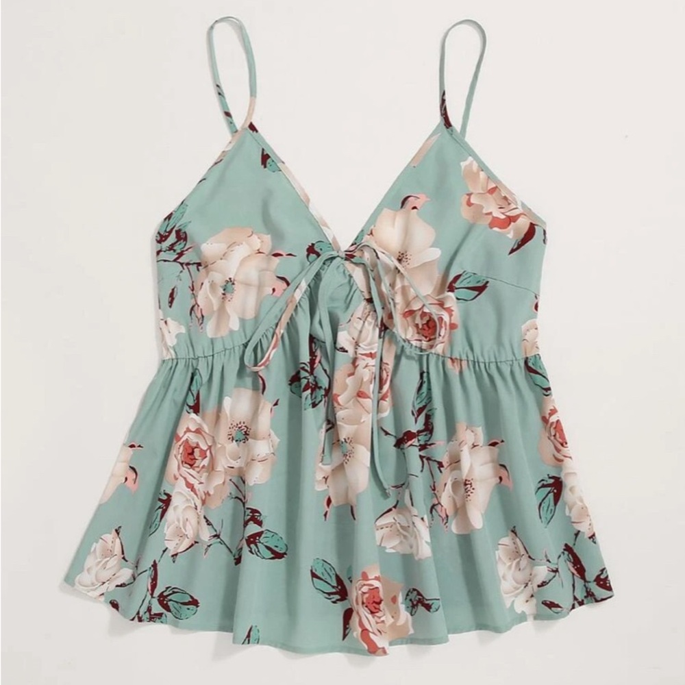 Robin egg blue babydoll style top with adjustable straps